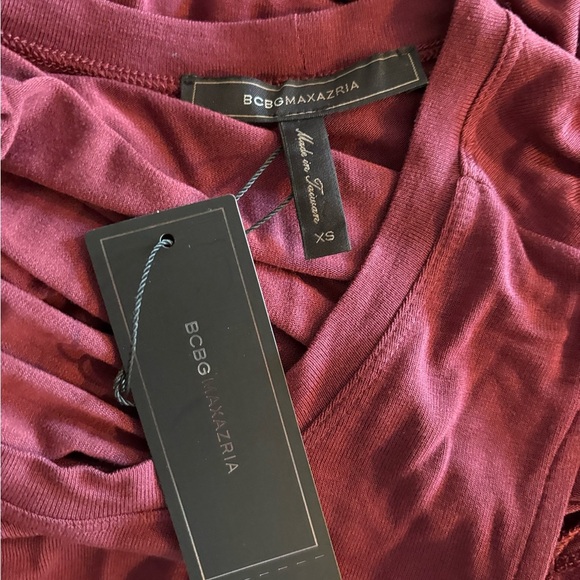 BCBGMAXAZRIA Lindy Cold Shoulder Midi Dress Color Port Fit&Flare Size Xtra Small - Picture 2 of 6